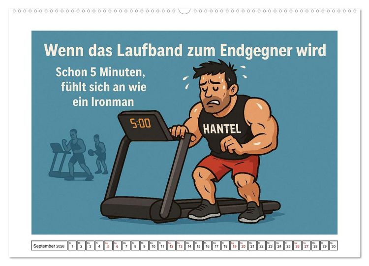 Produktbild: Kraftsport, Hanteln und Humor (Wandkalender 2026 DIN A2 quer), CALVENDO Monatskalender