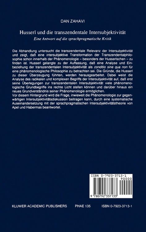 Produktbild: Husserl und Die Transzendentale Intersubjektivit&auml;t
