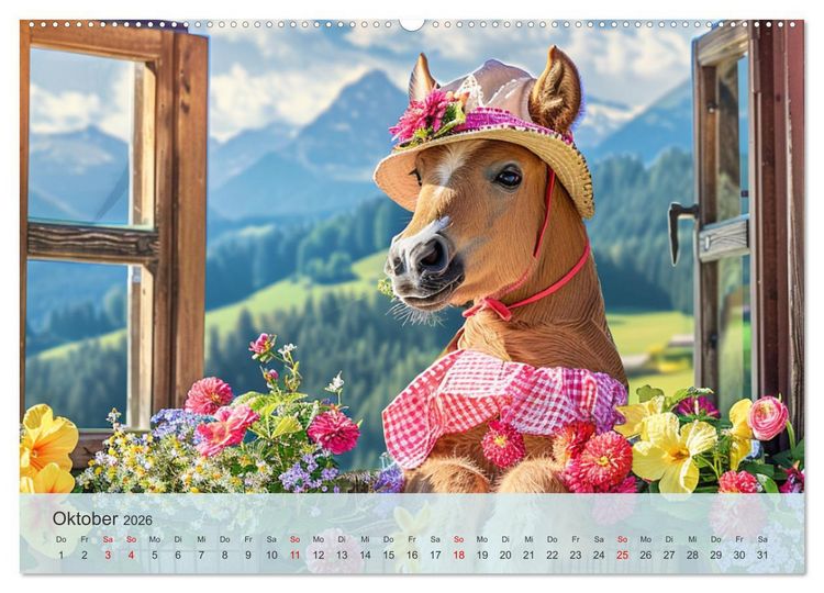 Produktbild: Fenstergucker auf der Alm. Lustige Tiere im Sommer auf dem Bergbauernhof (Wandkalender 2026 DIN A2 quer), CALVENDO Monatskalender