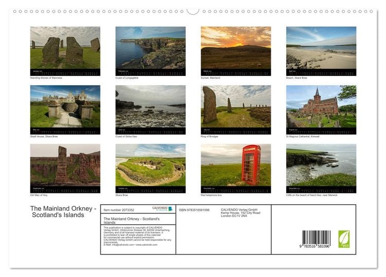 Produktbild: The Mainland Orkney - Scotland's Islands (High Quality Premium Wall Calendar 2026 DIN A2 landscape),CALVENDO 12 Month Wall Calendar