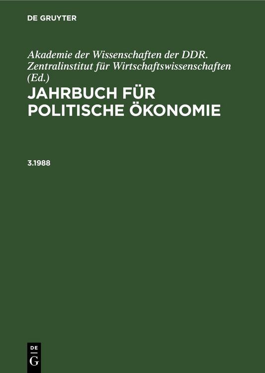 Produktbild: Jahrbuch f&uuml;r politische &Ouml;konomie. 3.1988