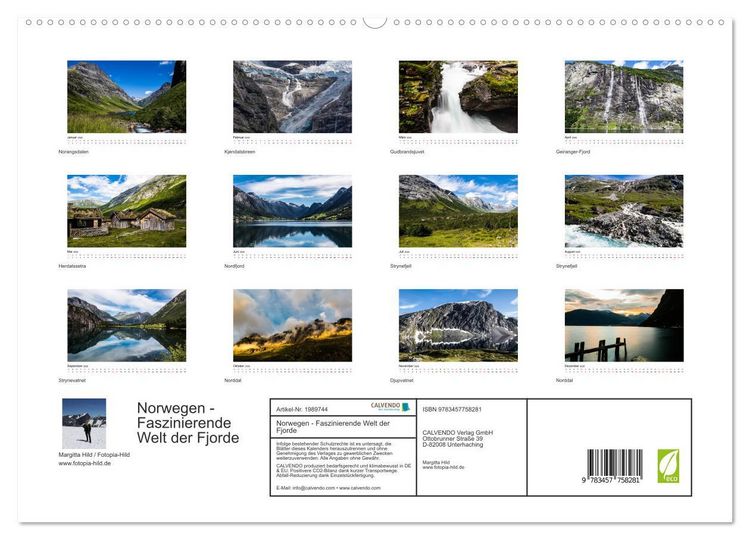 Produktbild: Norwegen - Faszinierende Welt der Fjorde (hochwertiger Premium Wandkalender 2026 DIN A2 quer), Kunstdruck in Hochglanz
