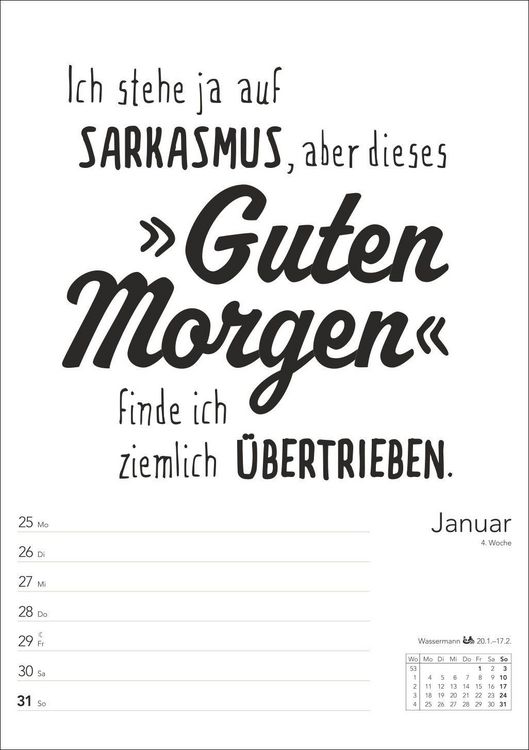 Produktbild: Typo-Spr&uuml;che-Kalender s/w Wochenplaner 2027 - mit 53 witzigen Spr&uuml;chen