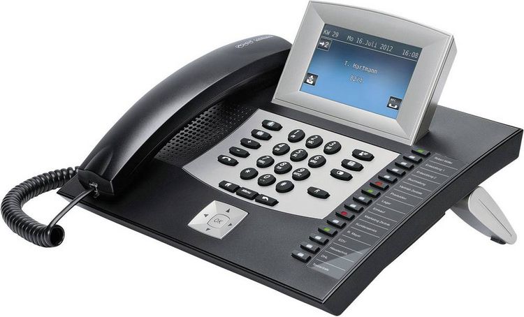 Produktbild: Auerswald COMfortel 2600 Systemtelefon, ISDN Anrufbeantworter, Headsetanschluss Touch-Display Schwarz, Silber