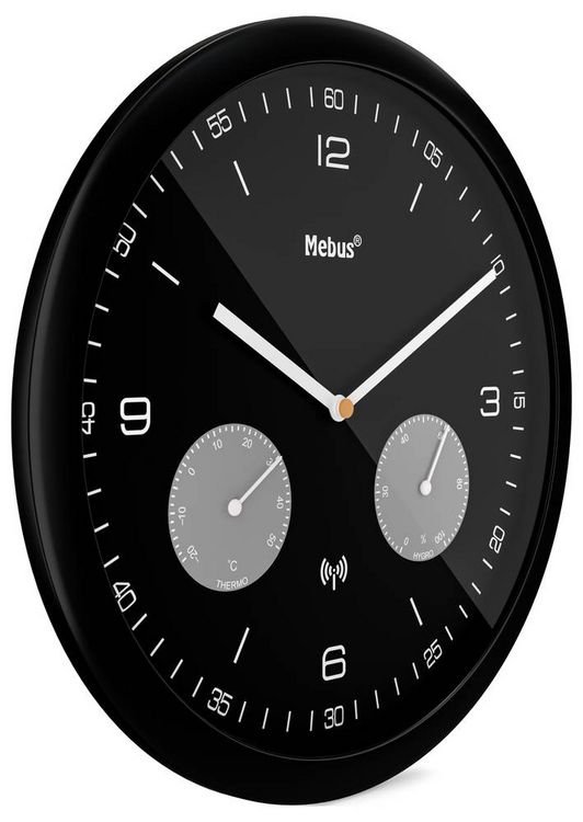 Produktbild: Mebus 52825 Funk Wanduhr 26mm x 42mm Schwarz