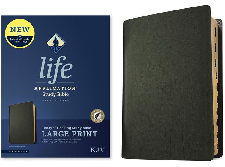 Produktbild: KJV Life Application Study Bible, Third Edition, Large Print (Genuine Leather, Black, Indexed, Red Letter)