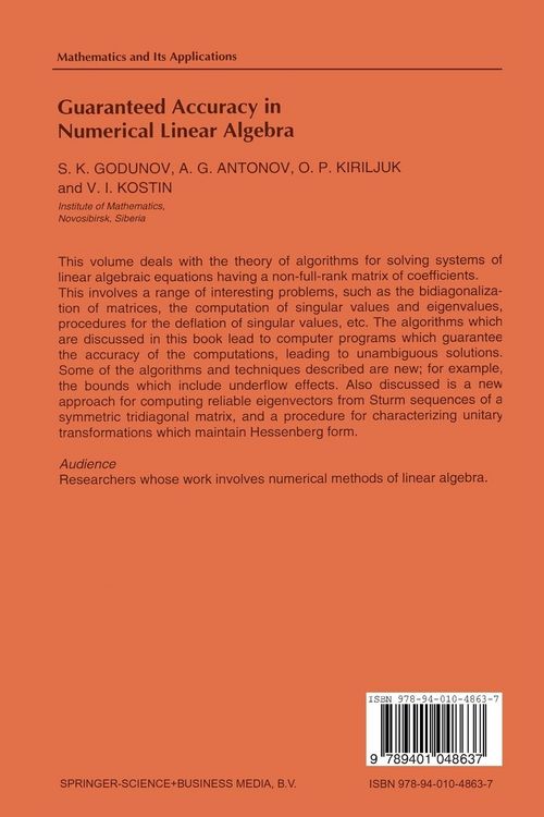 Produktbild: Guaranteed Accuracy in Numerical Linear Algebra