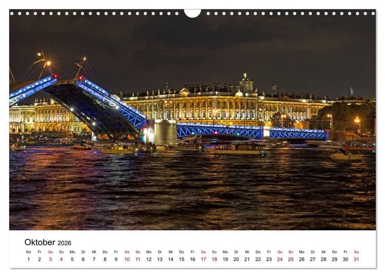 Produktbild: St. Petersburg bei Nacht (Wandkalender 2026 DIN A3 quer), CALVENDO Monatskalender