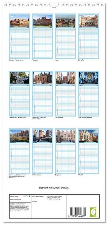 Produktbild: Familienplaner 2026 - Besucht mal wieder Danzig mit 5 Spalten (Wandkalender, 21 x 45 cm) CALVENDO