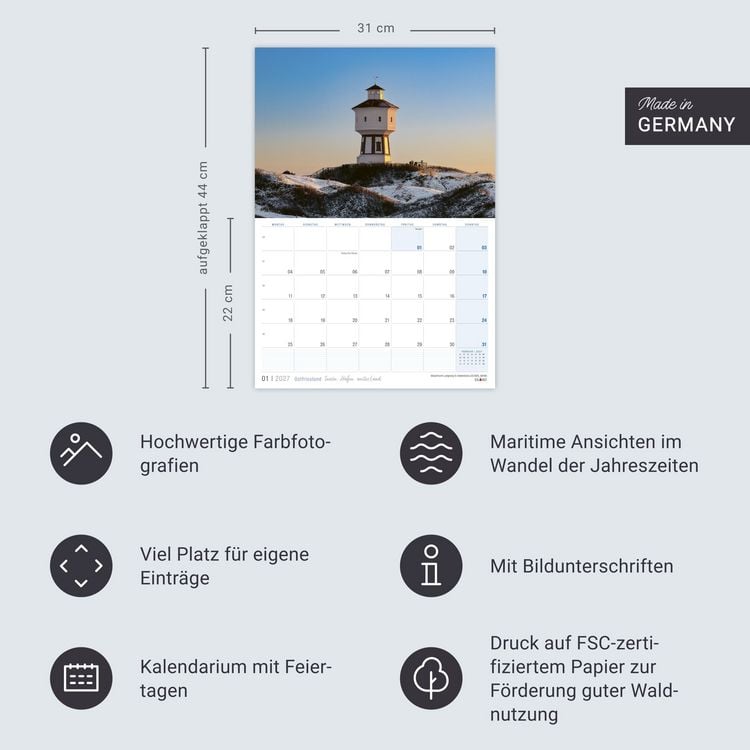 Produktbild: Ostfriesland Kalender 2027 - Inseln &middot; H&auml;fen &middot; weites Land