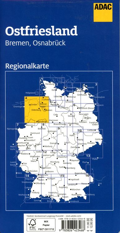 Produktbild: ADAC Regionalkarte 04 Ostfriesland 1:150.000