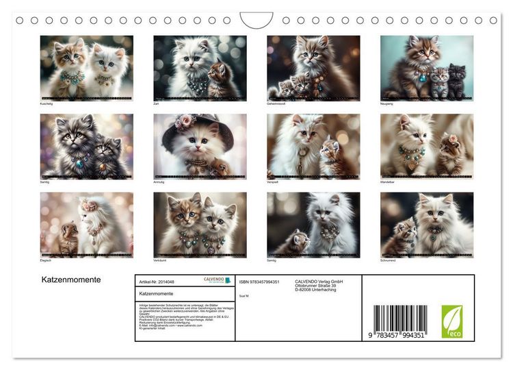 Produktbild: Katzenmomente (Wandkalender 2026 DIN A4 quer), CALVENDO Monatskalender