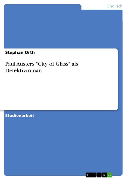 Produktbild: Paul Austers 'City of Glass' als Detektivroman