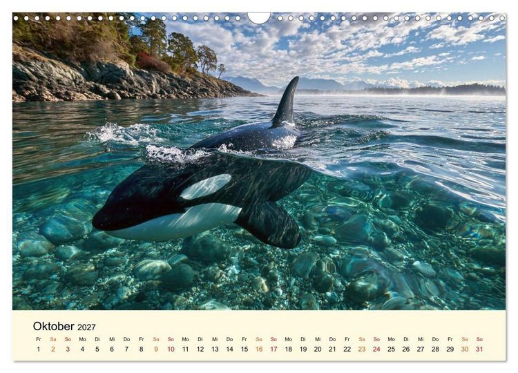 Produktbild: Orcas - Wilde Eleganz des Meeres (Wandkalender 2027 DIN A3 quer), CALVENDO Monatskalender