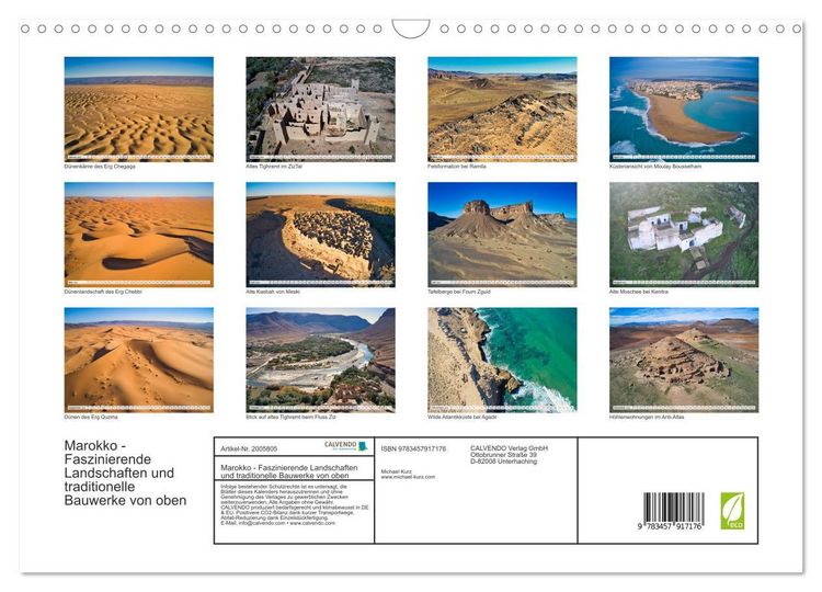 Produktbild: Marokko - Faszinierende Landschaften und traditionelle Bauwerke von oben (Wandkalender 2026 DIN A3 quer), CALVENDO Monatskalender