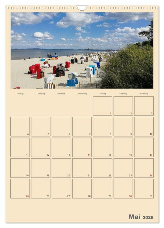 Produktbild: Usedom Ostsee - Terminplaner (Wandkalender 2026 DIN A3 hoch), CALVENDO Monatskalender
