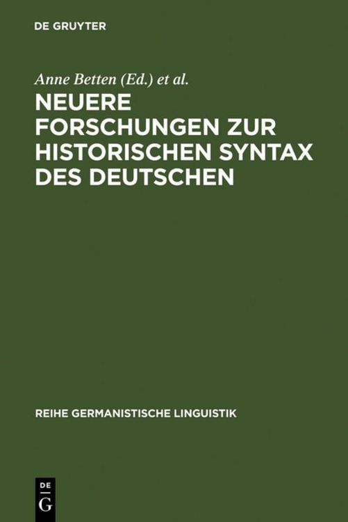 Produktbild: Neuere Forschungen zur historischen Syntax des Deutschen