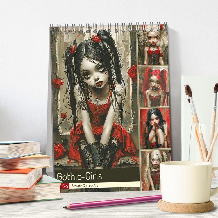 Produktbild: Gothic-Girls. Bizzare Comic-Art (Tischkalender 2026 DIN A5 hoch), CALVENDO Monatskalender
