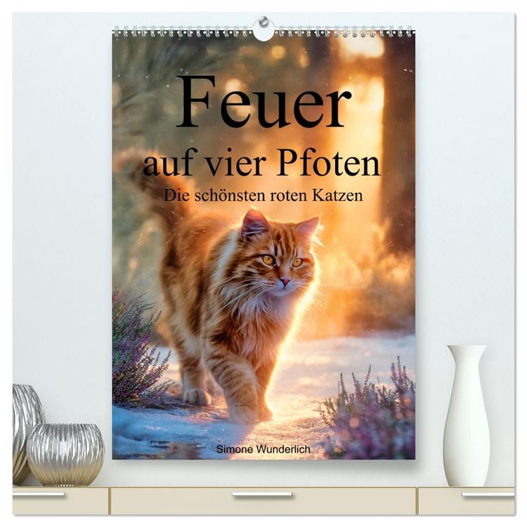 Produktbild: Feuer auf vier Pfoten - Die sch&ouml;nsten roten Katzen (hochwertiger Premium Wandkalender 2027 DIN A2 hoch), Kunstdruck in Hochglanz