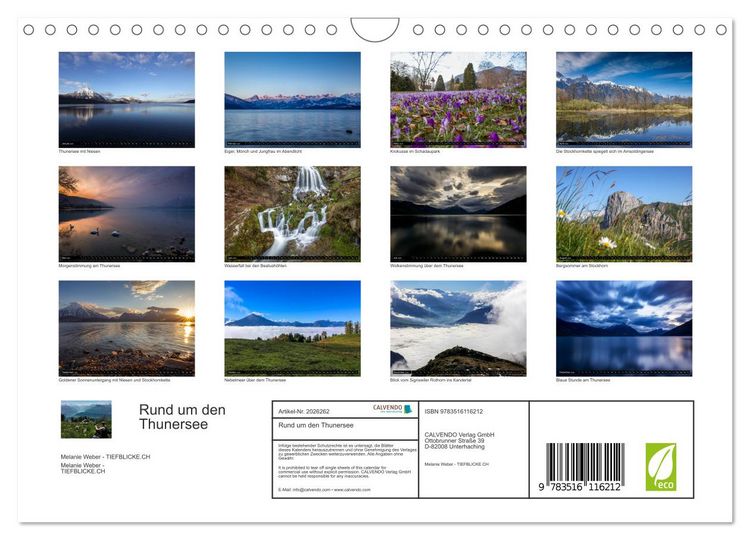 Produktbild: Rund um den Thunersee (Wandkalender 2026 DIN A4 quer), CALVENDO Monatskalender