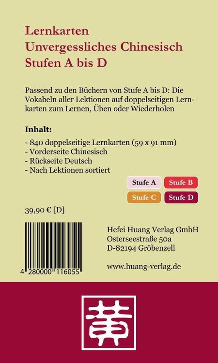 Produktbild: Lernkarten Unvergessliches Chinesisch