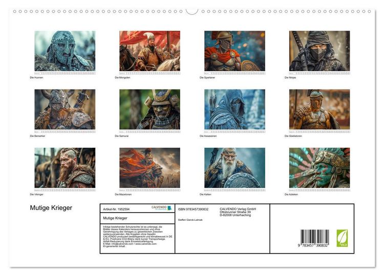 Produktbild: Mutige Krieger (hochwertiger Premium Wandkalender 2026 DIN A2 quer), Kunstdruck in Hochglanz