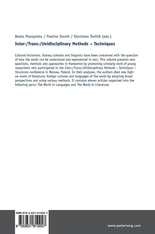 Produktbild: Inter-/Trans-/Unidisciplinary Methods &ndash; Techniques