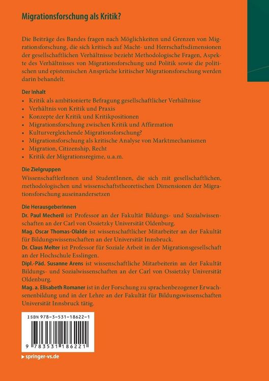 Produktbild: Migrationsforschung als Kritik?