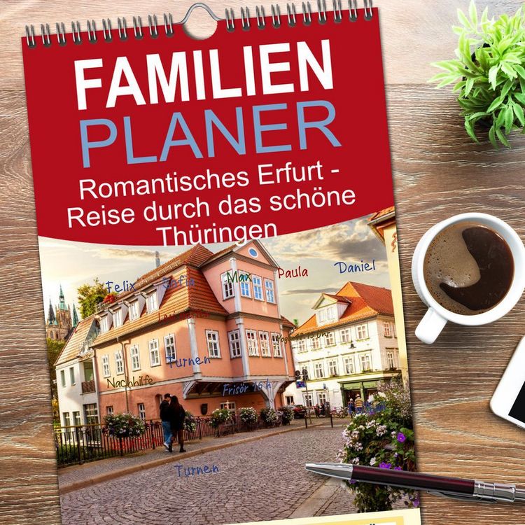 Produktbild: Familienplaner 2026 - Romantisches Erfurt - Reise durch das sch&ouml;ne Th&uuml;ringen mit 5 Spalten (Wandkalender, 21 x 45 cm) CALVENDO