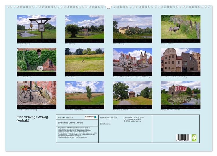 Produktbild: Elberadweg Coswig (Anhalt) (Wandkalender 2026 DIN A2 quer), CALVENDO Monatskalender