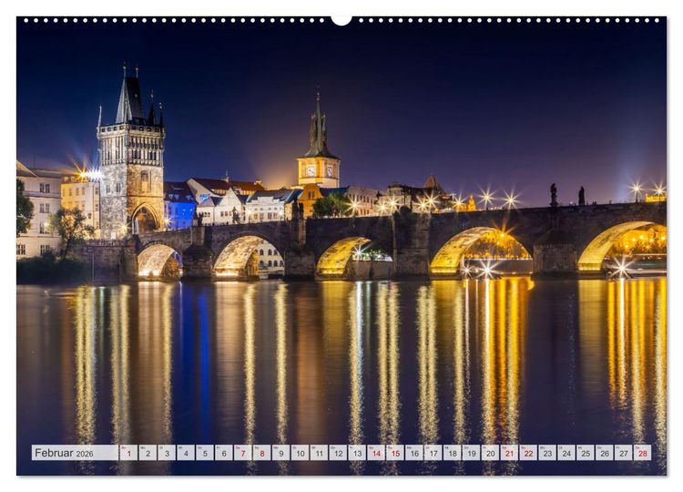 Produktbild: PRAG Impressionen bei Tag und Nacht (hochwertiger Premium Wandkalender 2026 DIN A2 quer), Kunstdruck in Hochglanz