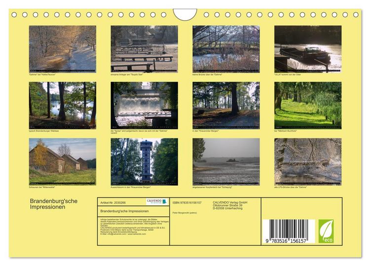 Produktbild: Brandenburg'sche Impressionen (Wandkalender 2026 DIN A4 quer), CALVENDO Monatskalender