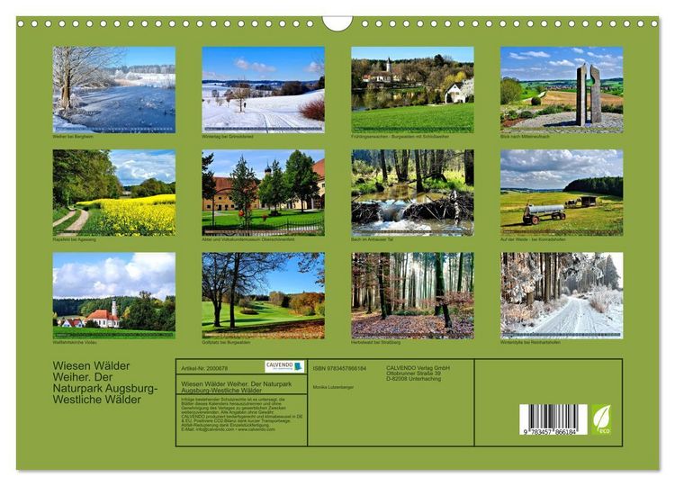 Produktbild: Wiesen W&auml;lder Weiher. Der Naturpark Augsburg-Westliche W&auml;lder (Wandkalender 2026 DIN A3 quer), CALVENDO Monatskalender
