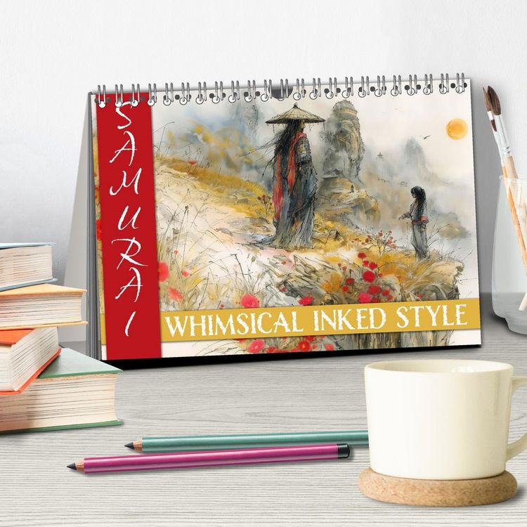 Produktbild: Samurai - whimsical inked style (Tischkalender 2026 DIN A5 quer), CALVENDO Monatskalender