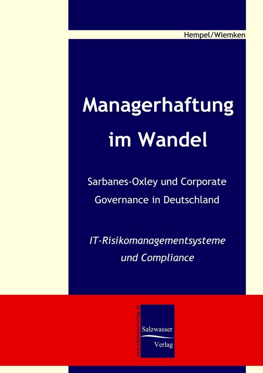 Produktbild: Managerhaftung im Wandel -Sarbanes-Oxley und Corporate Governance in Deutschland