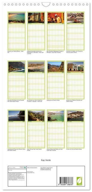 Produktbild: Familienplaner 2027 - Kap Verde mit 5 Spalten (Wandkalender, 21 x 45 cm) CALVENDO