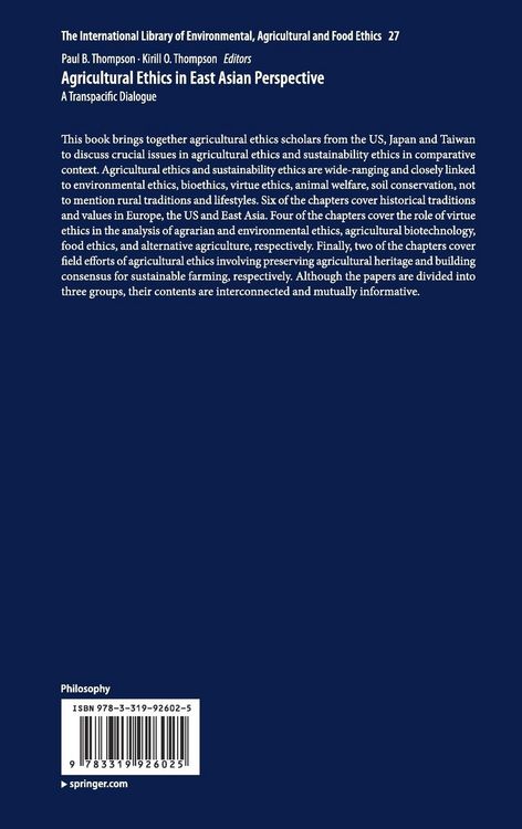 Produktbild: Agricultural Ethics in East Asian Perspective