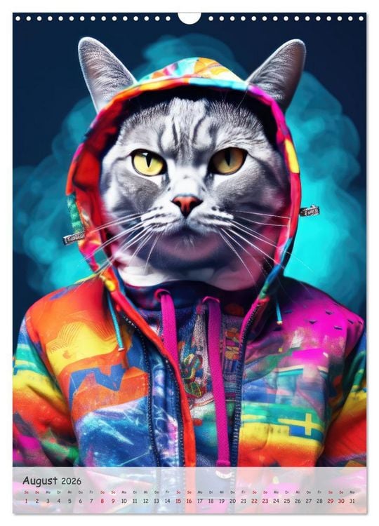 Produktbild: Katzen im lustigen Gangsterlook (Wandkalender 2026 DIN A3 hoch), CALVENDO Monatskalender