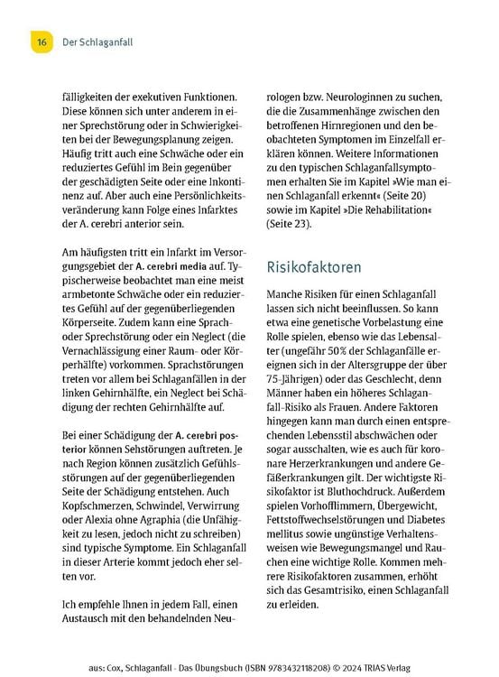 Produktbild: Schlaganfall - Das &Uuml;bungsbuch