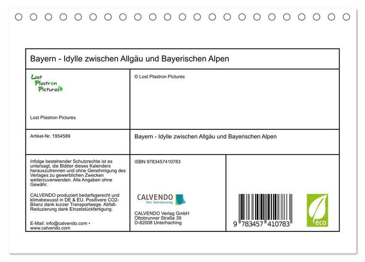 Produktbild: Bayern - Idylle zwischen Allg&auml;u und Bayerischen Alpen (Tischkalender 2026 DIN A5 quer), CALVENDO Monatskalender