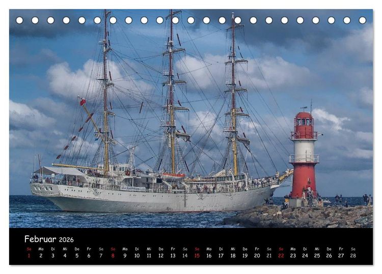 Produktbild: Windjammer vor Warnem&uuml;nde (Tischkalender 2026 DIN A5 quer), CALVENDO Monatskalender