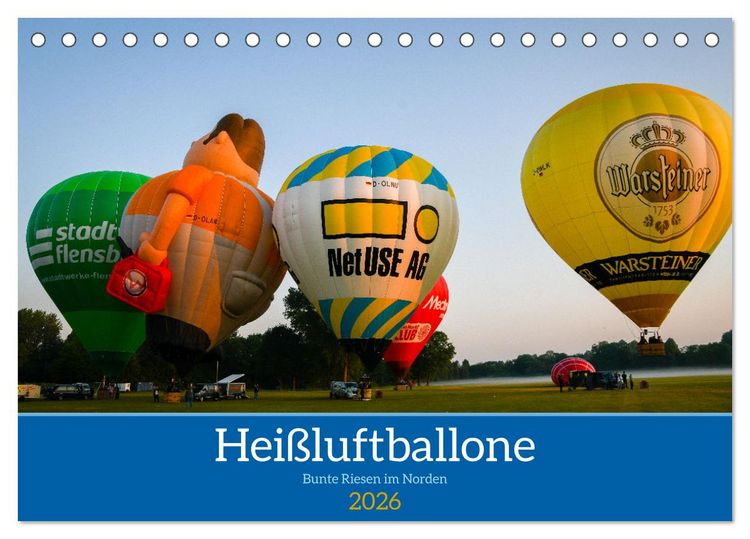 Produktbild: Hei&szlig;luftballone - Bunte Riesen im Norden (Tischkalender 2026 DIN A5 quer), CALVENDO Monatskalender
