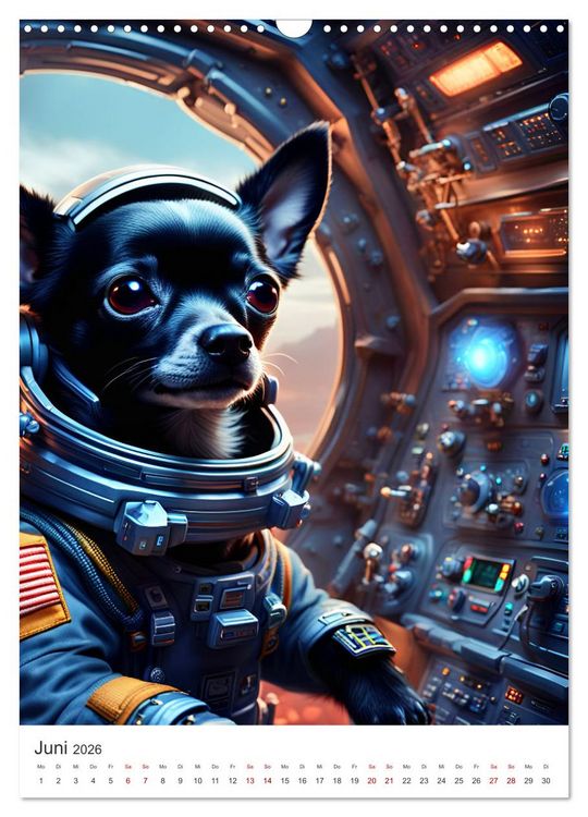 Produktbild: Chihuahua Abenteuer im Weltraum (Wandkalender 2026 DIN A3 hoch), CALVENDO Monatskalender