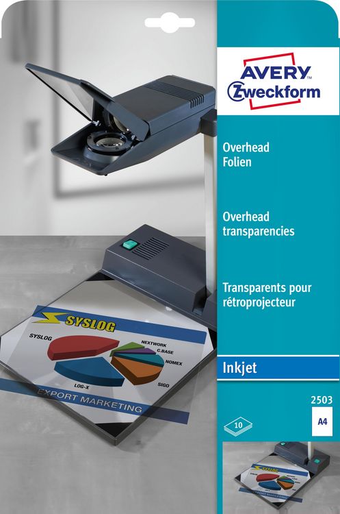 Produktbild: AVERY Zweckform Overheadfolien Inkjet transparent DIN A4 10 St&uuml;ck