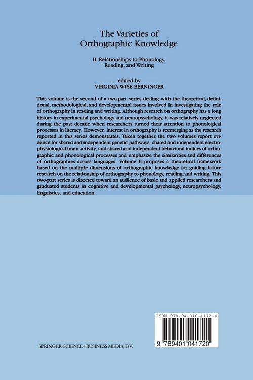 Produktbild: The Varieties of Orthographic Knowledge