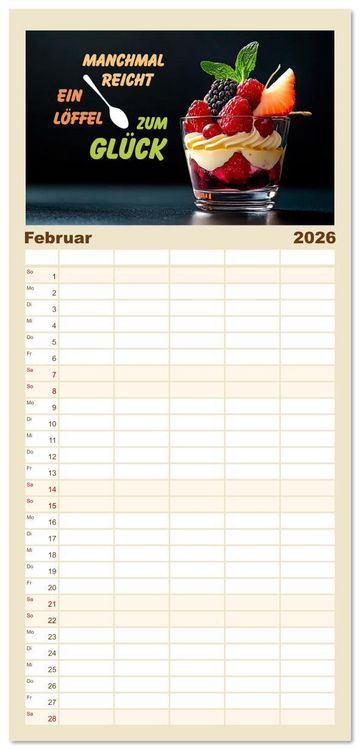 Produktbild: Familienplaner 2026 - Dessert - Liebe auf den ersten Biss mit 5 Spalten (Wandkalender, 21 x 45 cm) CALVENDO