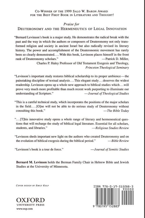 Produktbild: Deuteronomy and the Hermeneutics of Legal Innovation