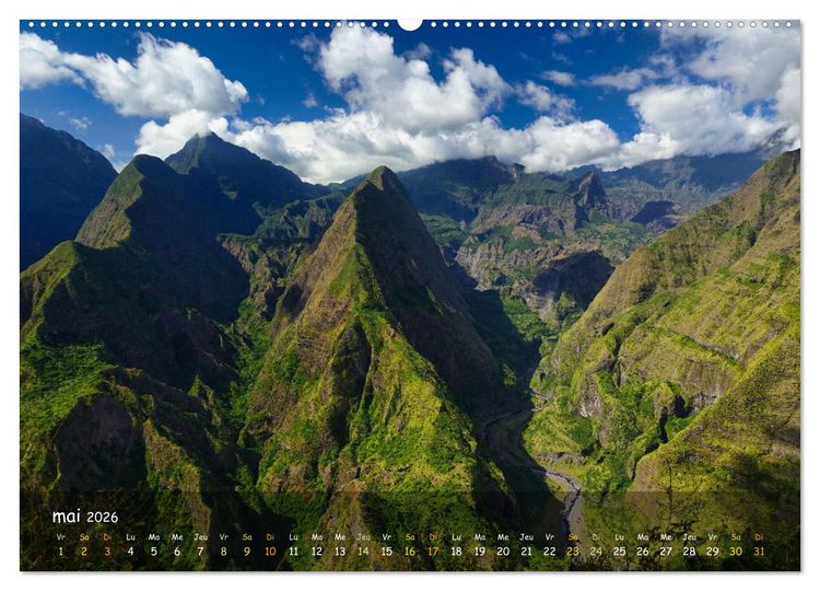 Produktbild: La R&egrave;union - C&ocirc;tes fantastiques et paysage montagneux (Calendrier mural 2026 DIN A2 vertical), CALVENDO calendrier mensuel