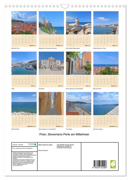 Produktbild: Piran, Sloweniens Perle am Mittelmeer (Wandkalender 2026 DIN A3 hoch), CALVENDO Monatskalender