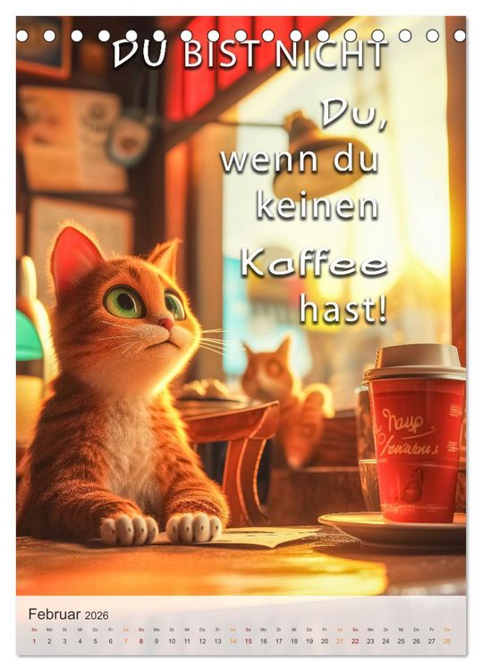 Produktbild: Kaffee-Katzen (Tischkalender 2026 DIN A5 hoch), CALVENDO Monatskalender